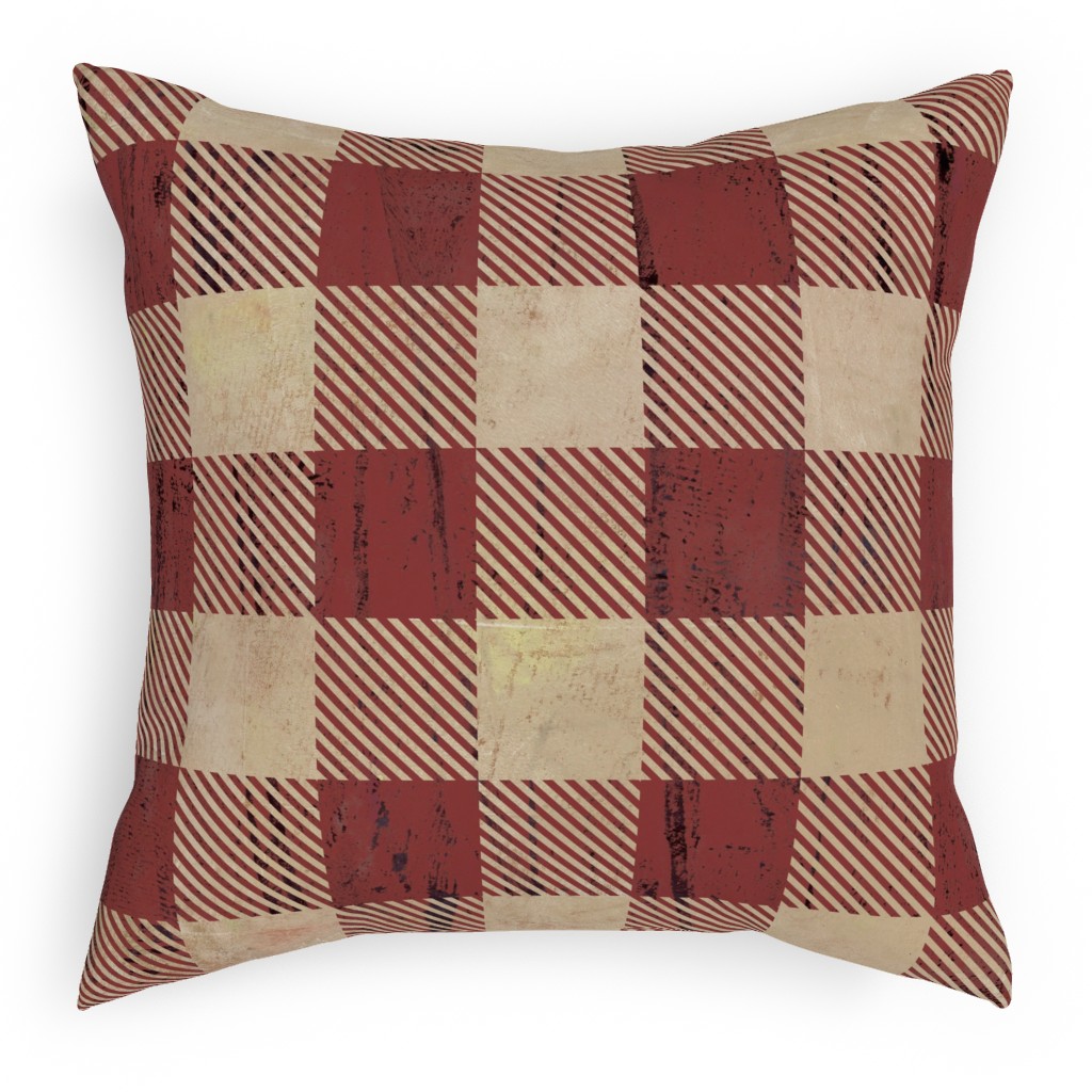 Rustic Buffalo Plaid - Red Pillow, Woven, White, 18x18, Double Sided, Red