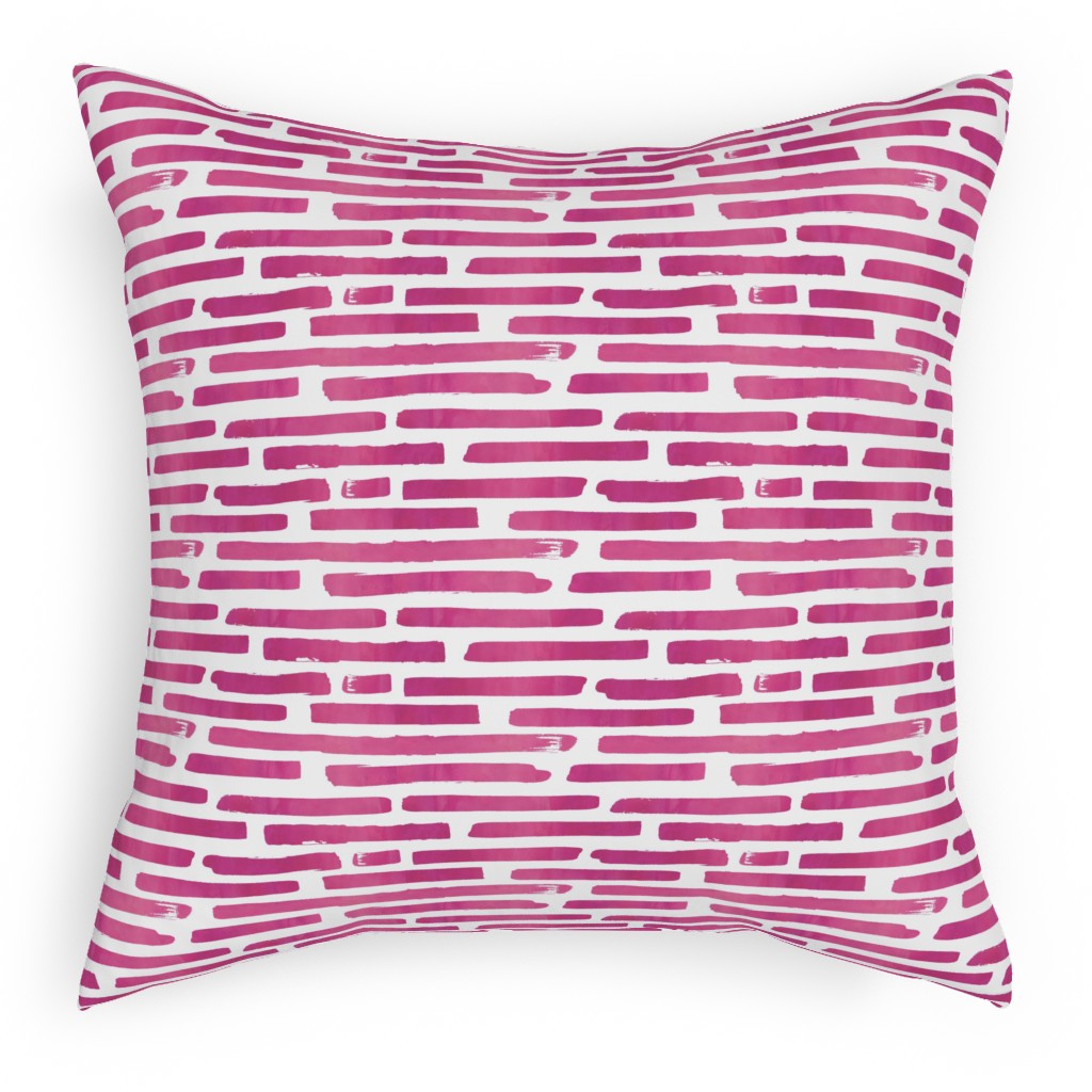 Watercolor Stripes - Berry Pillow, Woven, White, 18x18, Double Sided, Purple