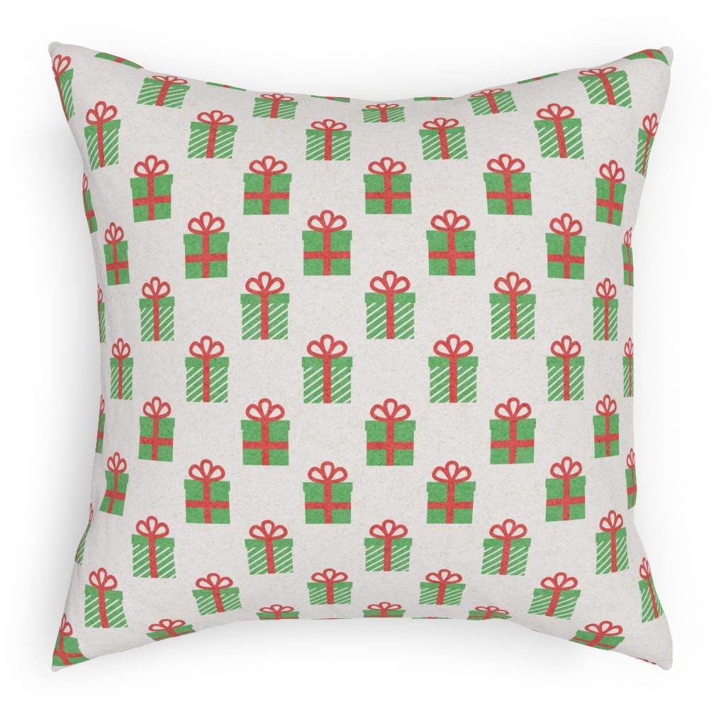Christmas Presents Pillow, Woven, White, 18x18, Double Sided, Multicolor