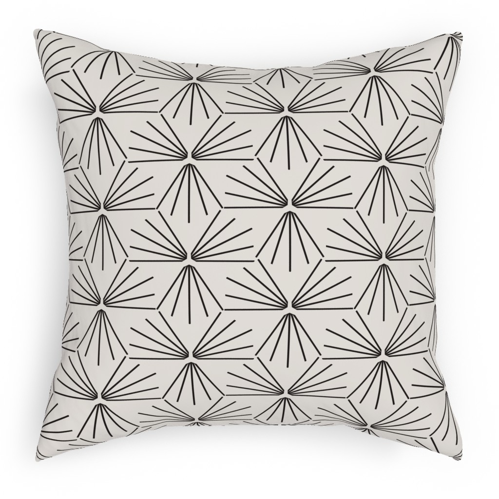 Sun Tile - Black & Off White Pillow, Woven, White, 18x18, Double Sided, Beige