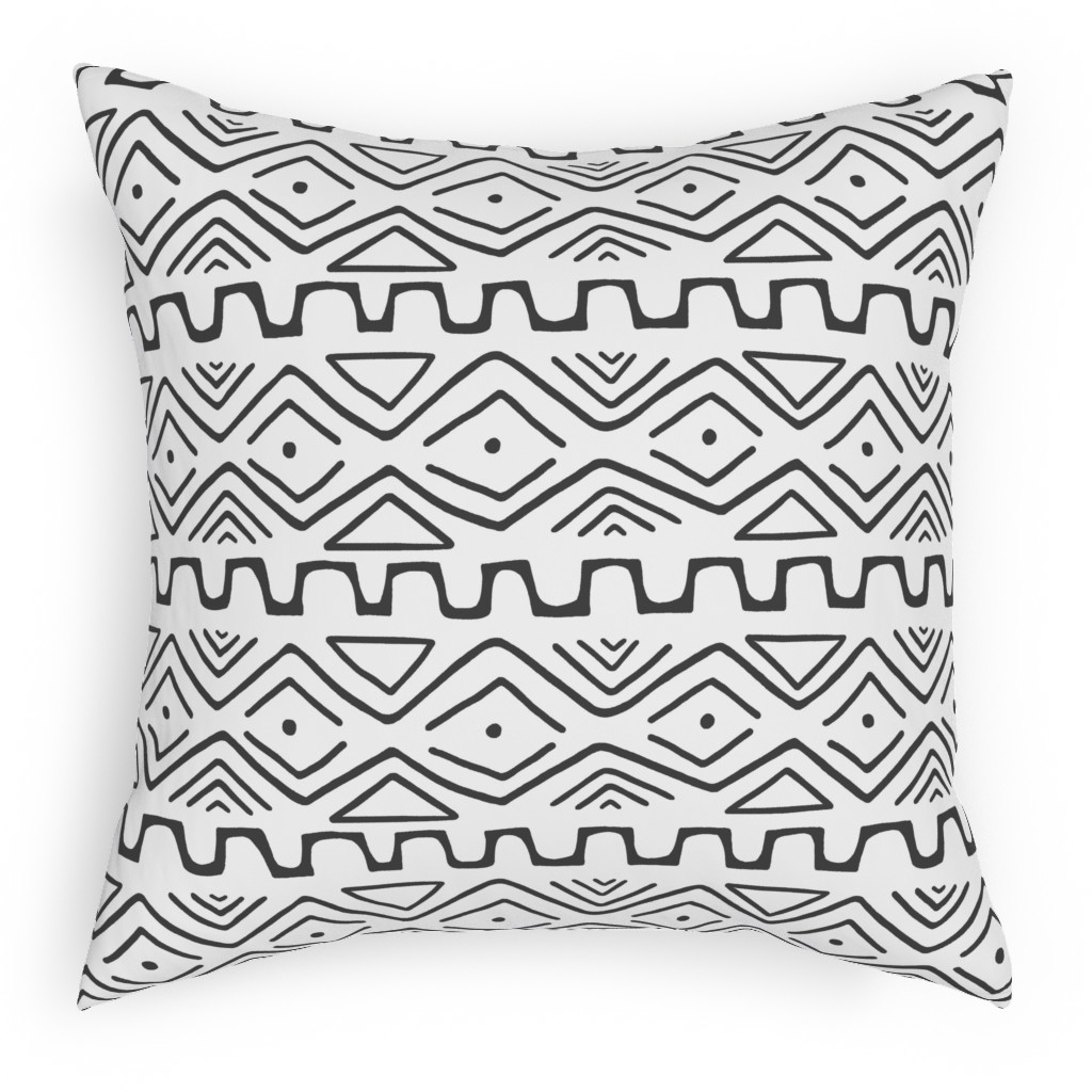 Mud Cloth - White Pillow, Woven, White, 18x18, Double Sided, White