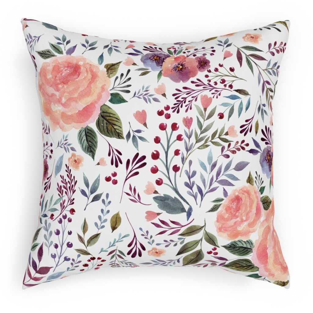 Floral Breeze Pillow, Woven, White, 18x18, Double Sided, Multicolor