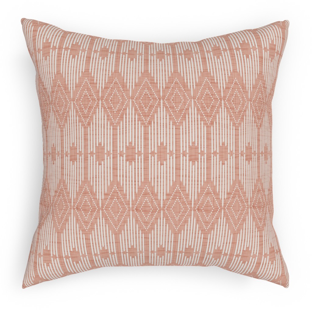 West End Pillow, Woven, White, 18x18, Double Sided, Pink, Alpaca