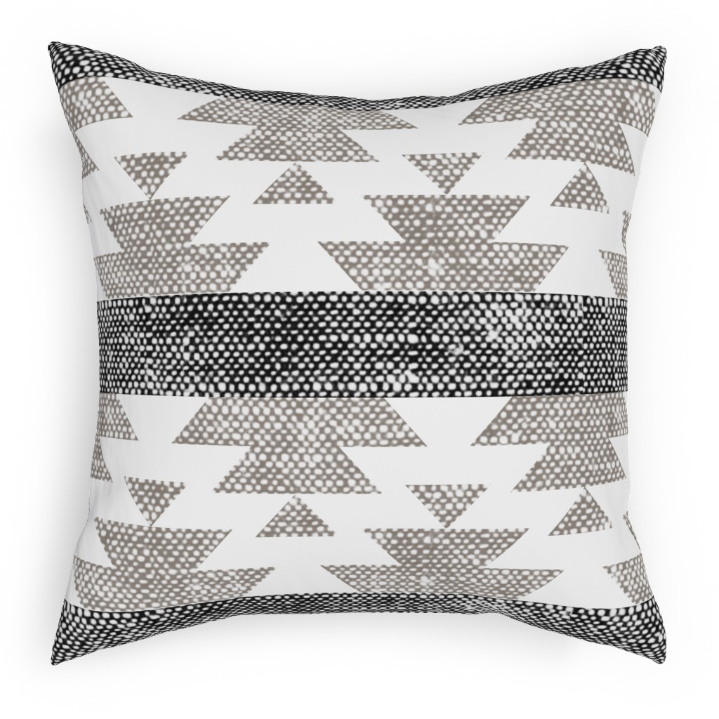 Aztec Woven - Neutral Pillow, Woven, White, 18x18, Double Sided, Gray