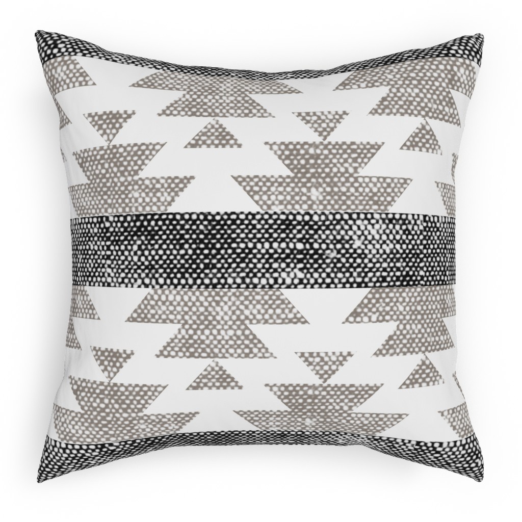 Aztec Woven - Neutral Pillow, Woven, White, 18x18, Double Sided, Gray, Gray