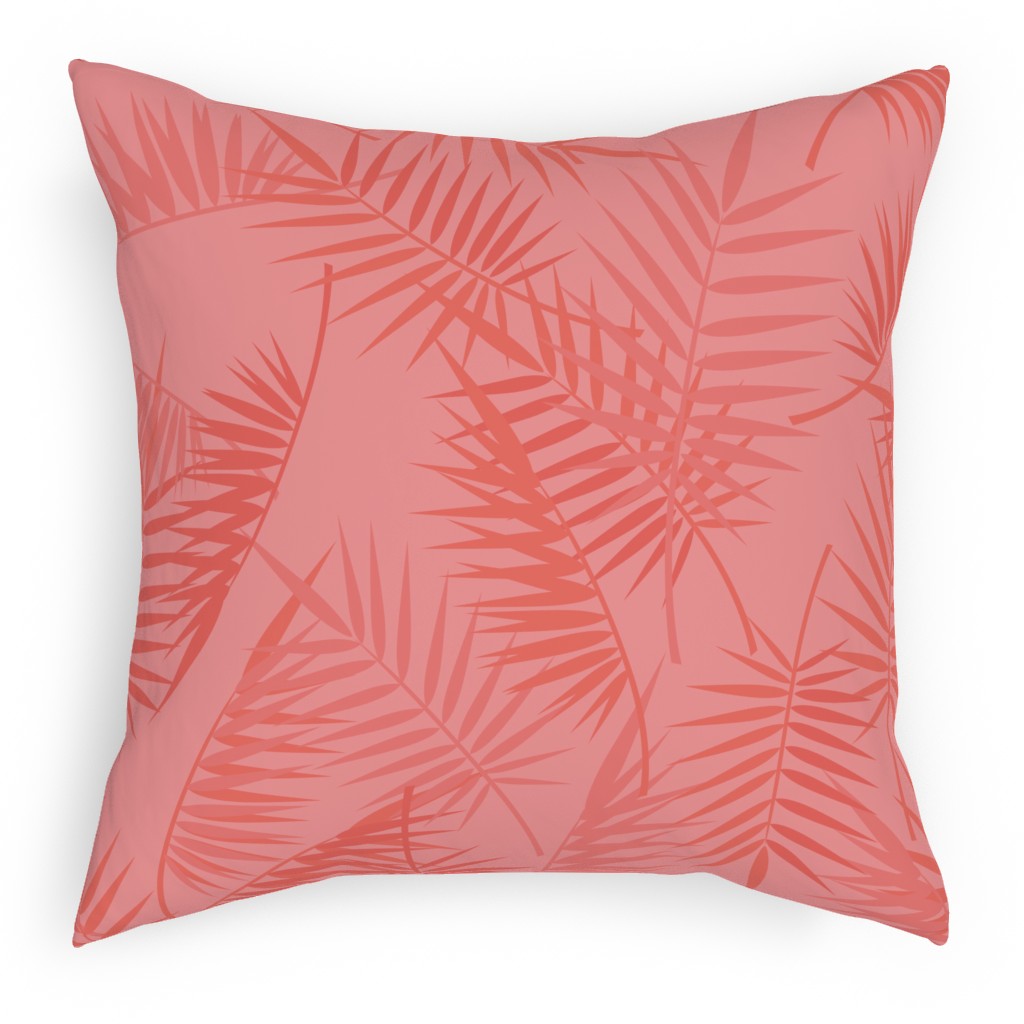 Tropical - Coral Pillow, Woven, White, 18x18, Double Sided, Pink, Bright Pink