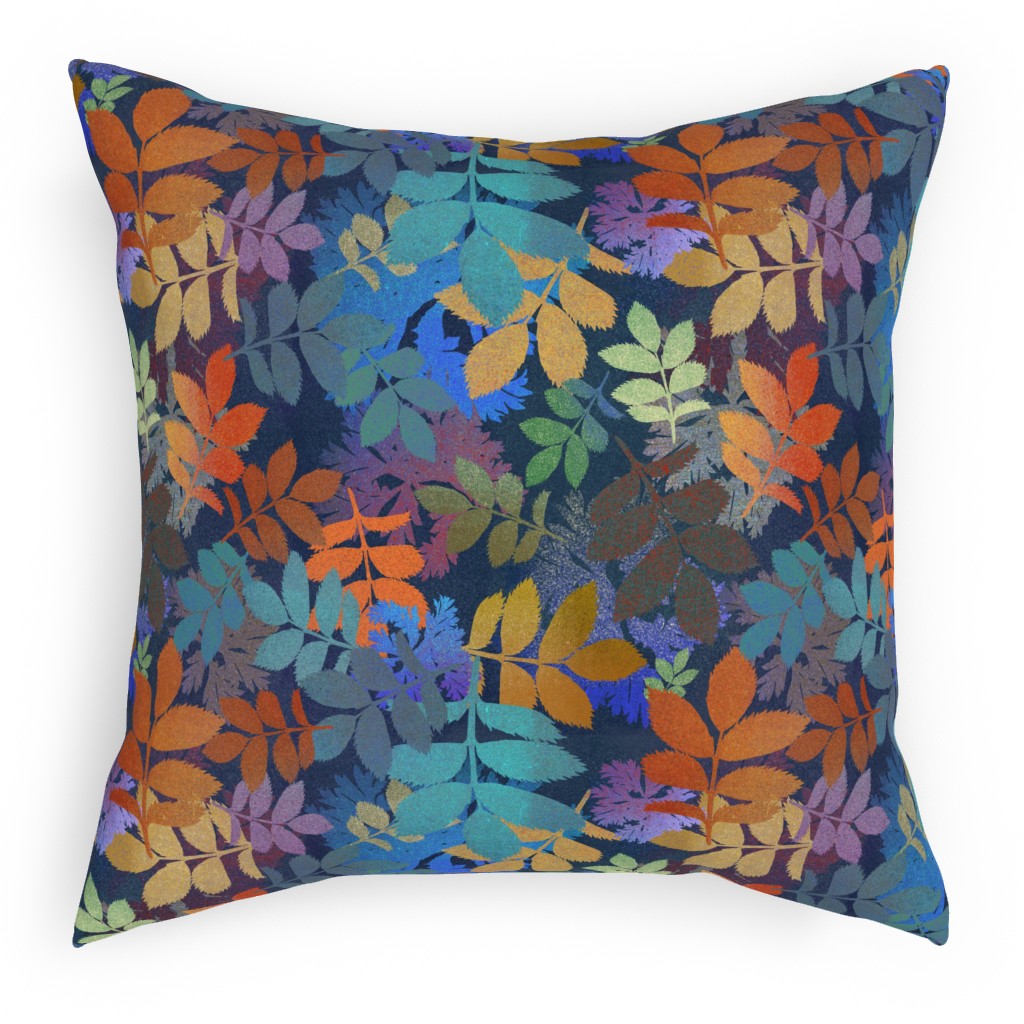 Leaves Falling - Multi Pillow, Woven, White, 18x18, Double Sided, Multicolor