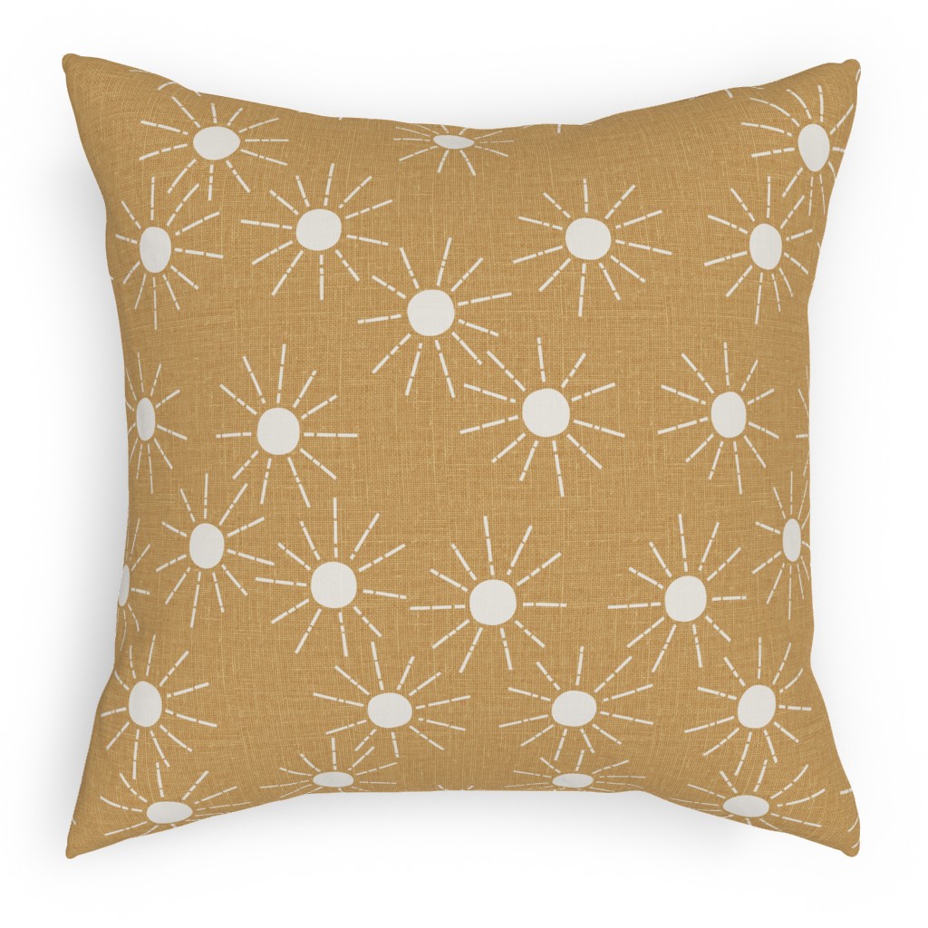 Summer Sunshine - Mustard Yellow Pillow, Woven, White, 18x18, Double Sided, Yellow, Classic Yellow