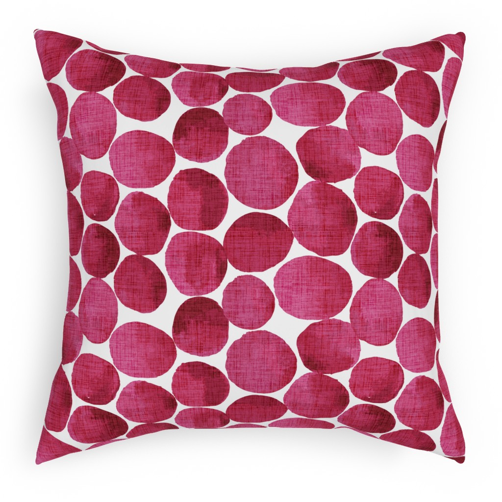Watercolor Textured Dots - Red Pillow, Woven, White, 18x18, Double Sided, Red