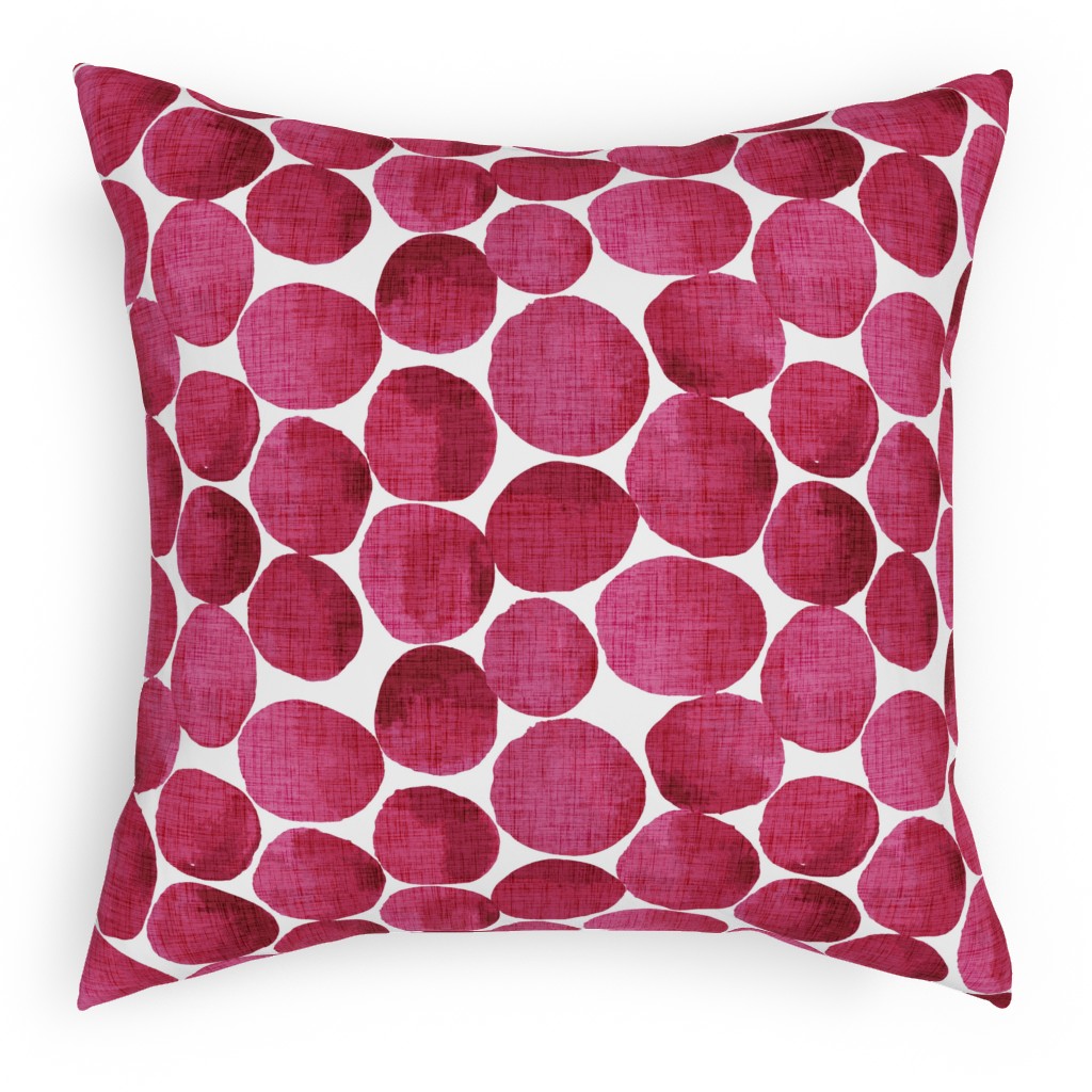 Watercolor Textured Dots - Red Pillow, Woven, White, 18x18, Double Sided, Red, Red