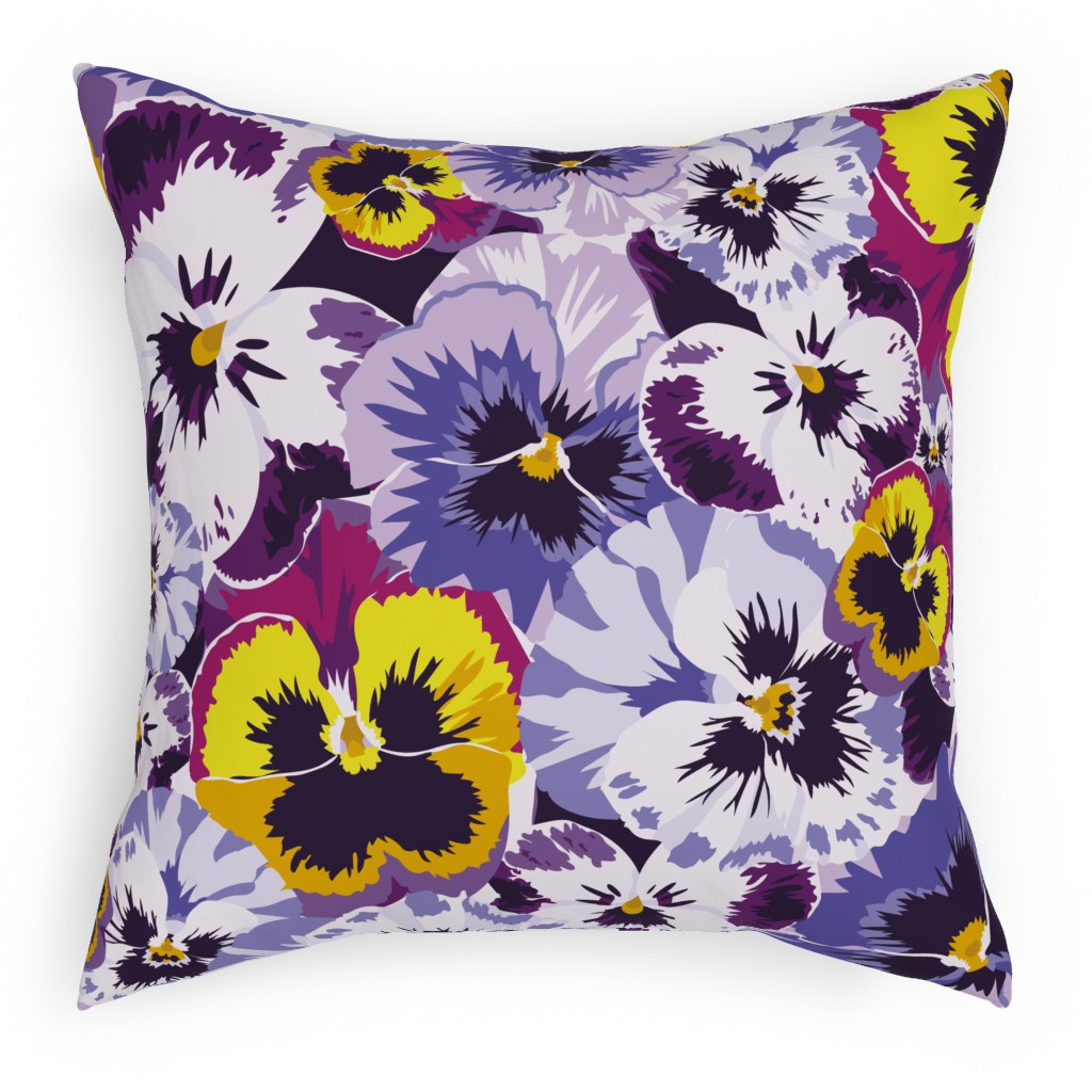 Pansy By Numbers - Purple Pillow, Woven, White, 18x18, Double Sided, Purple