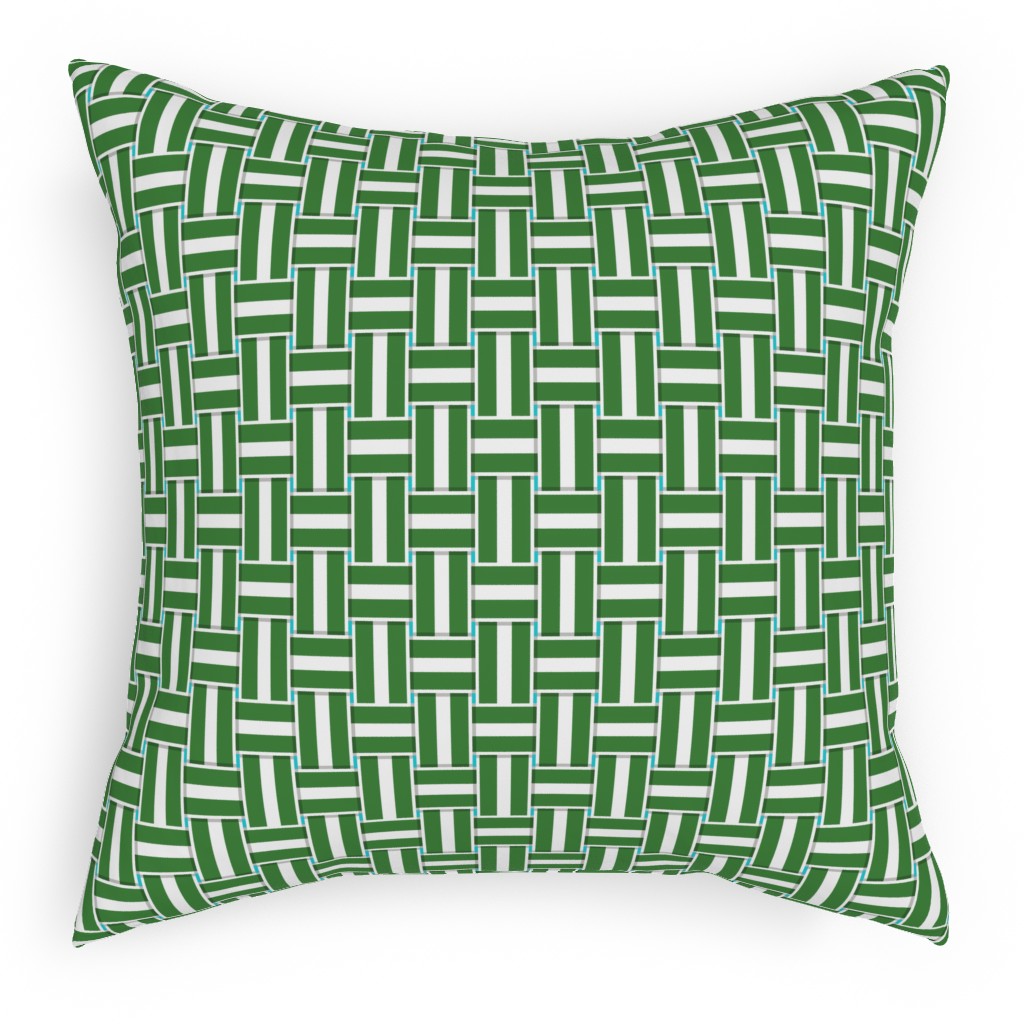 Chaise Lounge - Green Pillow, Woven, White, 18x18, Double Sided, Green