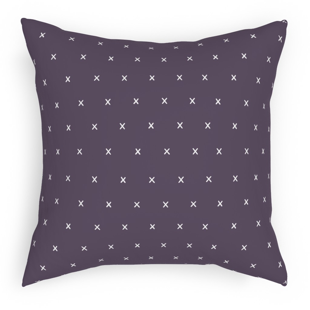 Criss Crosses on Purple Pillow, Woven, White, 18x18, Double Sided, Purple, Purple