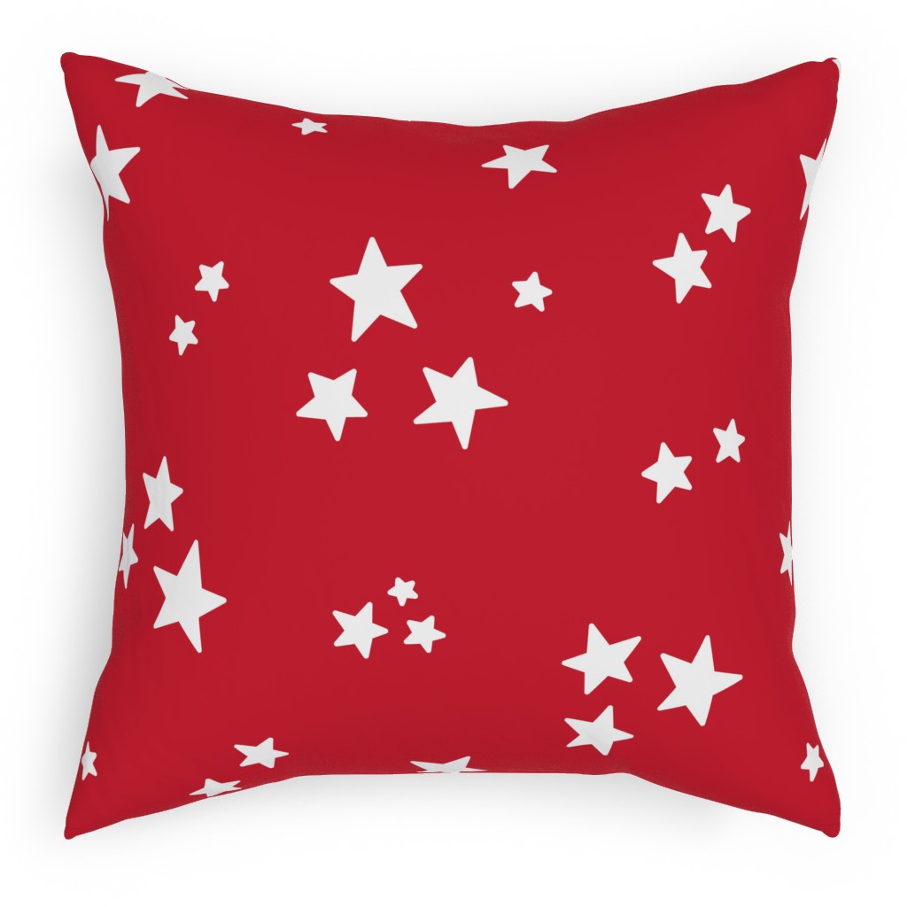 Stars Pillow, Woven, White, 18x18, Double Sided, Red, Cherry
