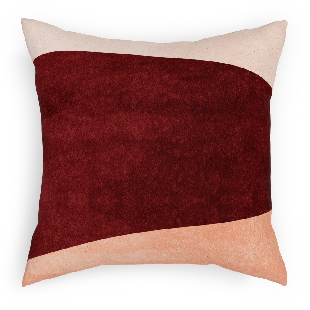 Undulate Horizontal - Warm Pillow, Woven, White, 18x18, Double Sided, Pink, Bright Pink