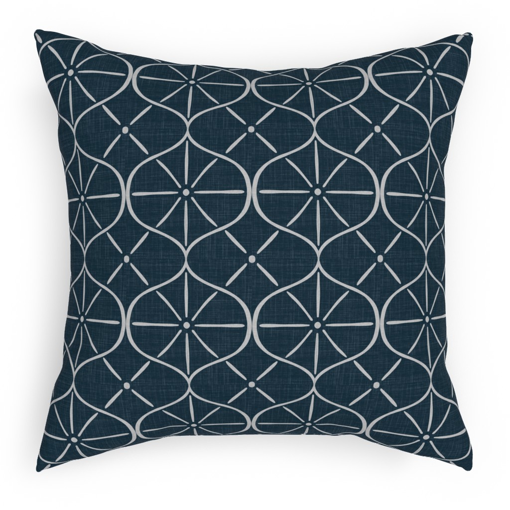 Ovalesque - Blue Pillow, Woven, White, 18x18, Double Sided, Blue, True Blue