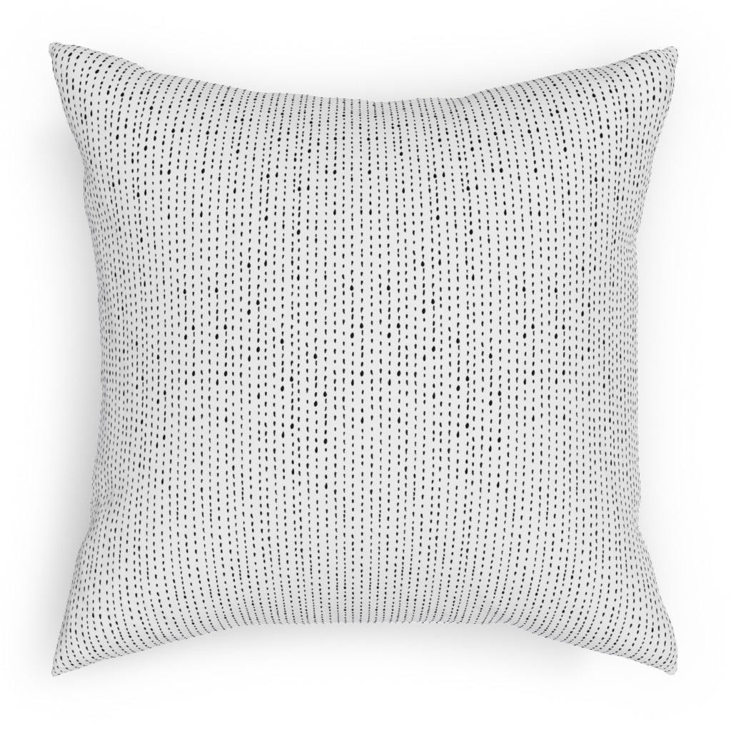 Woodland - Little Dots of Stripes - Black and White Pillow, Woven, White, 18x18, Double Sided, White