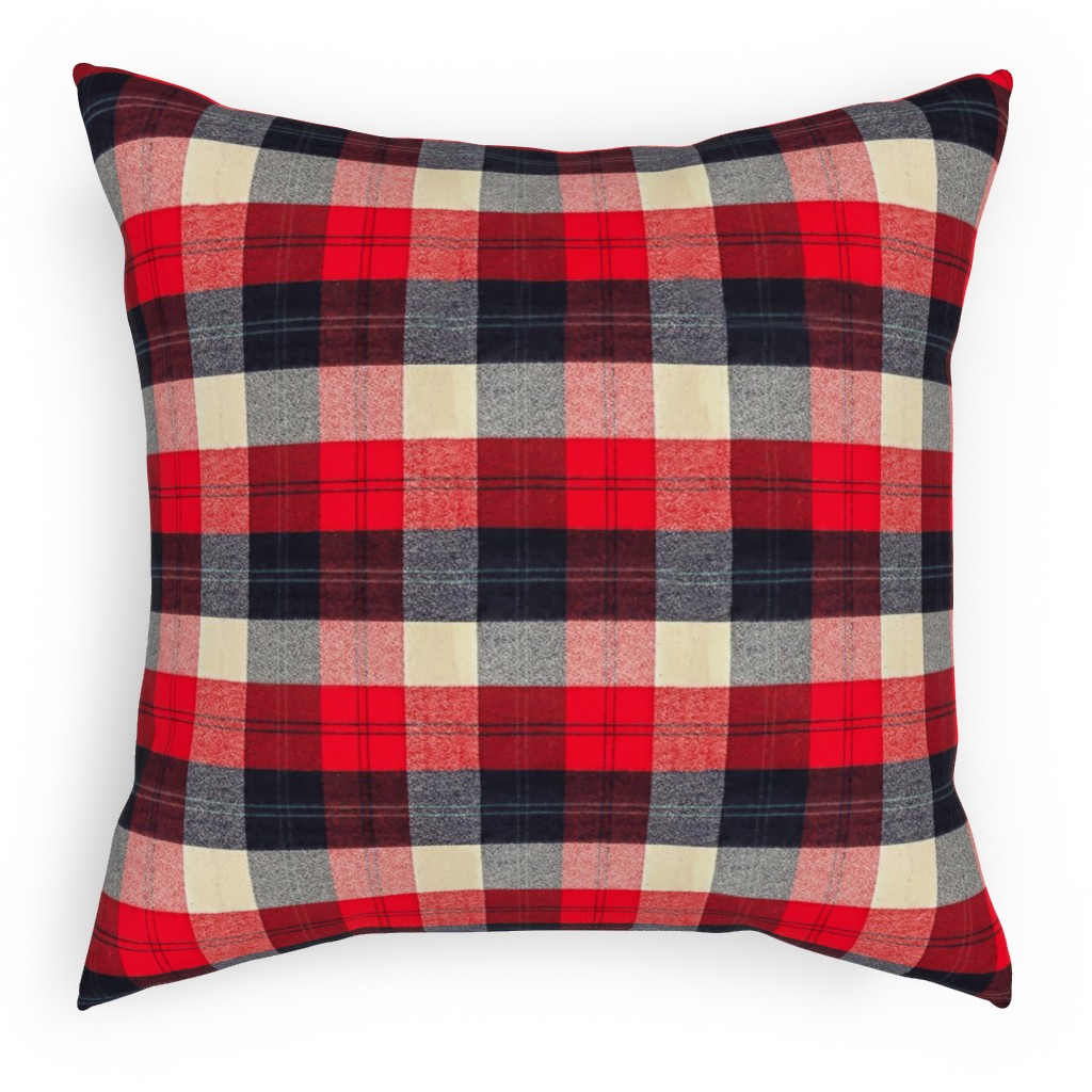 Lumberjack Flannel Buffalo Plaid - Red Pillow, Woven, White, 18x18, Double Sided, Red