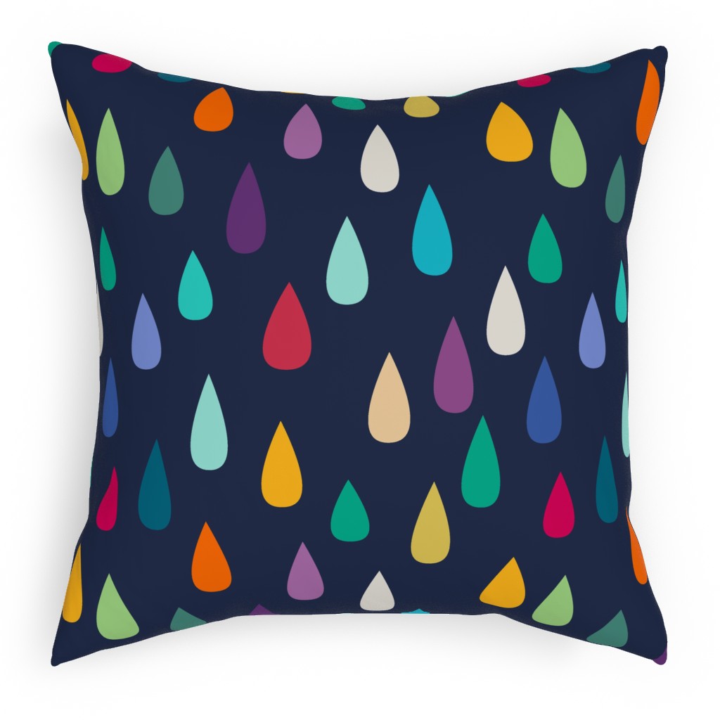 Jewelled Raindrops - Multi Pillow, Woven, White, 18x18, Double Sided, Multicolor