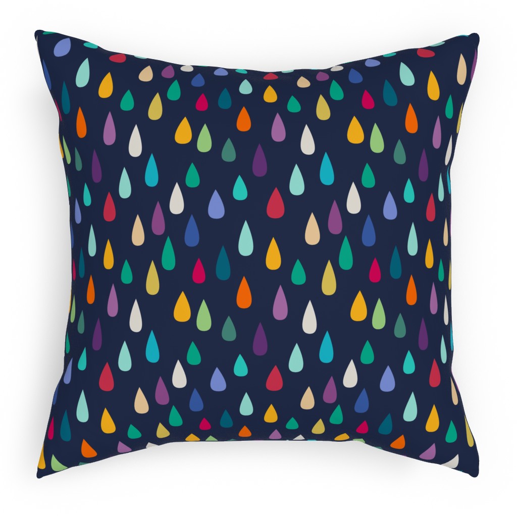 Raindrops - Multi Pillow, Woven, White, 18x18, Double Sided, Multicolor