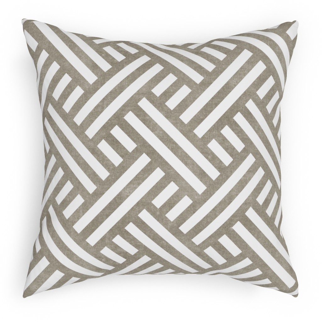 Farmhouse Weave Pillow, Woven, White, 18x18, Double Sided, Gray