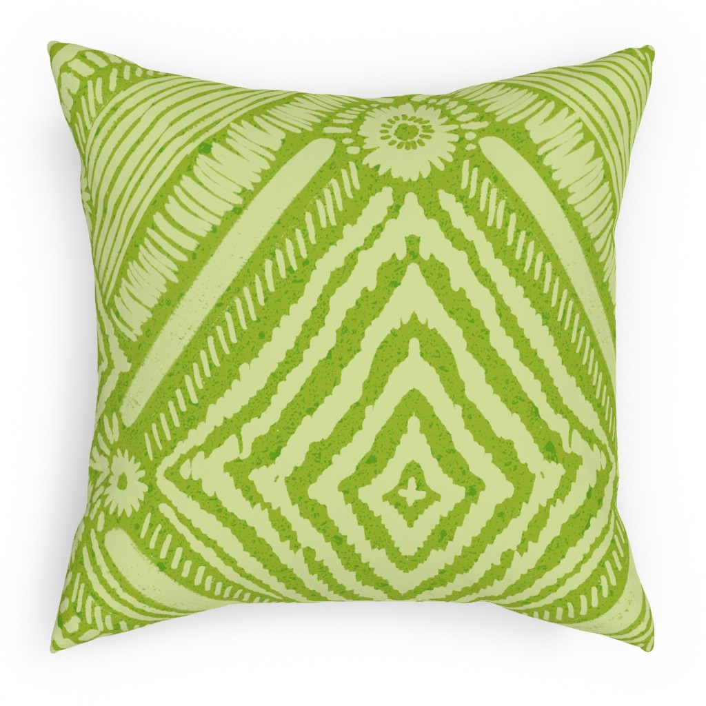 Textural Diamonds - Green Pillow, Woven, White, 18x18, Double Sided, Green, Classic Green