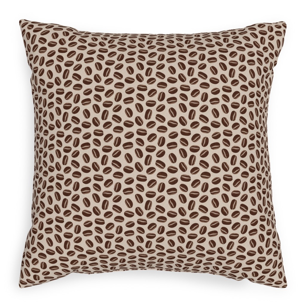 Coffee Beans - Coffee House - Beige Pillow, Woven, White, 20x20, Double Sided, Brown, Brown