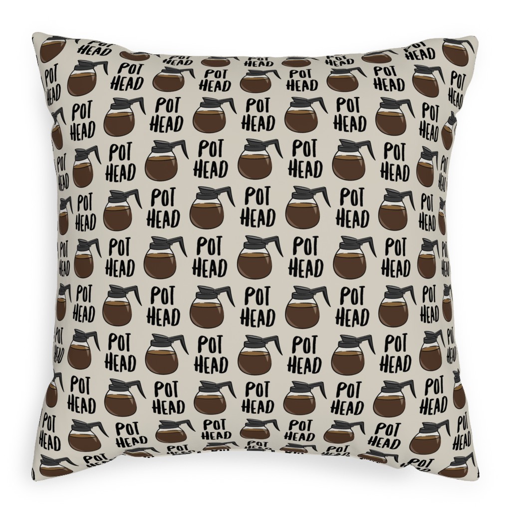 Coffee Pots - Beige Pillow, Woven, White, 20x20, Double Sided, Brown, Brown