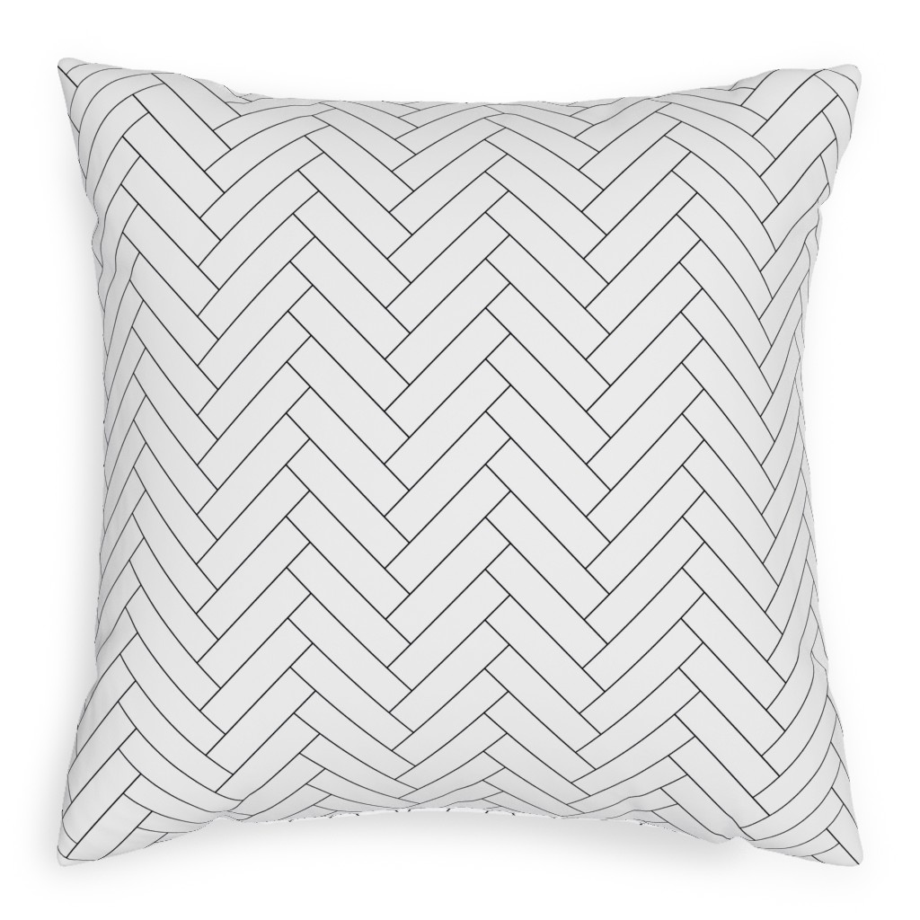 Simple Herringbone Chevron - Black and White Pillow, Woven, White, 20x20, Double Sided, White