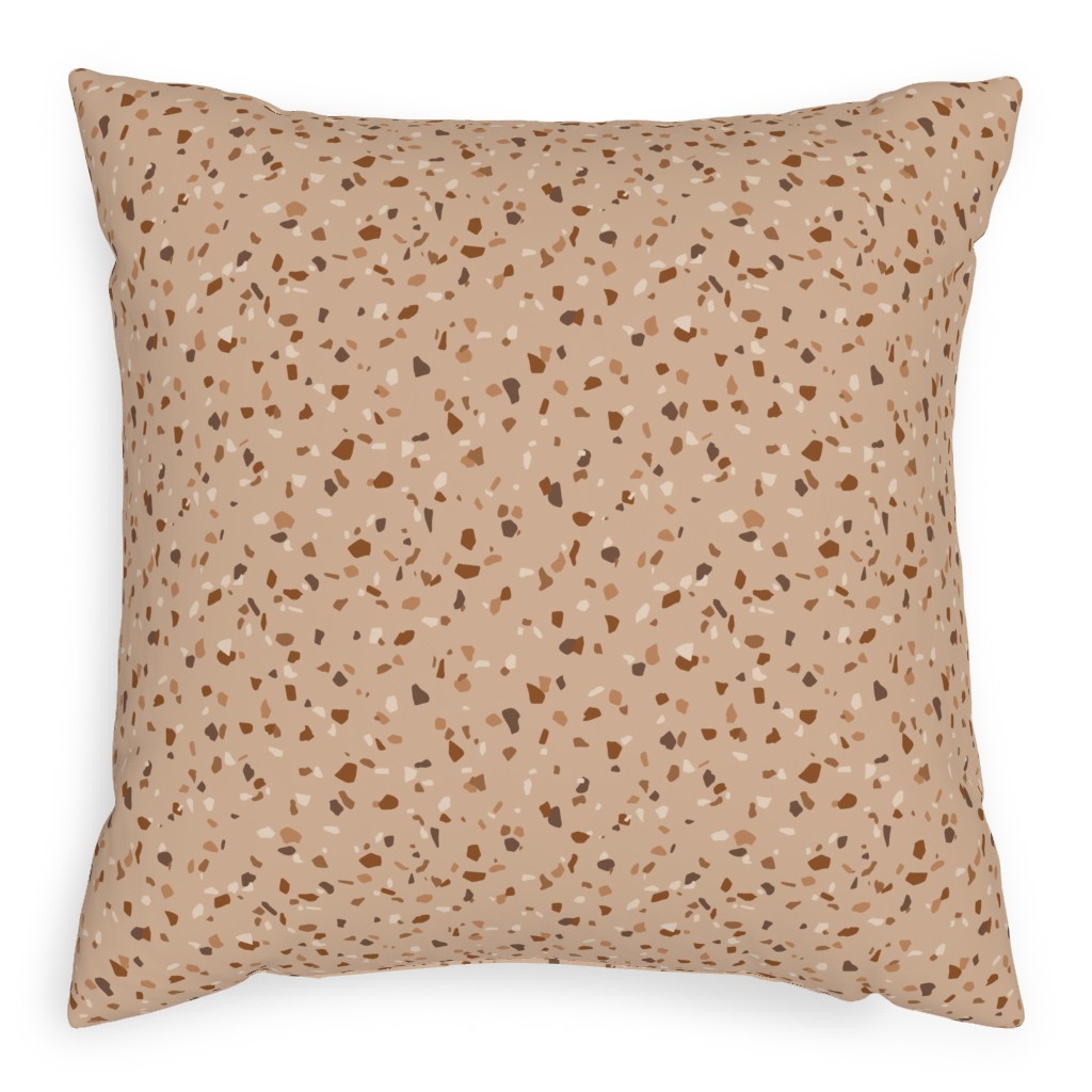 Terrazzo - Brown Pillow, Woven, White, 20x20, Double Sided, Brown, Brown