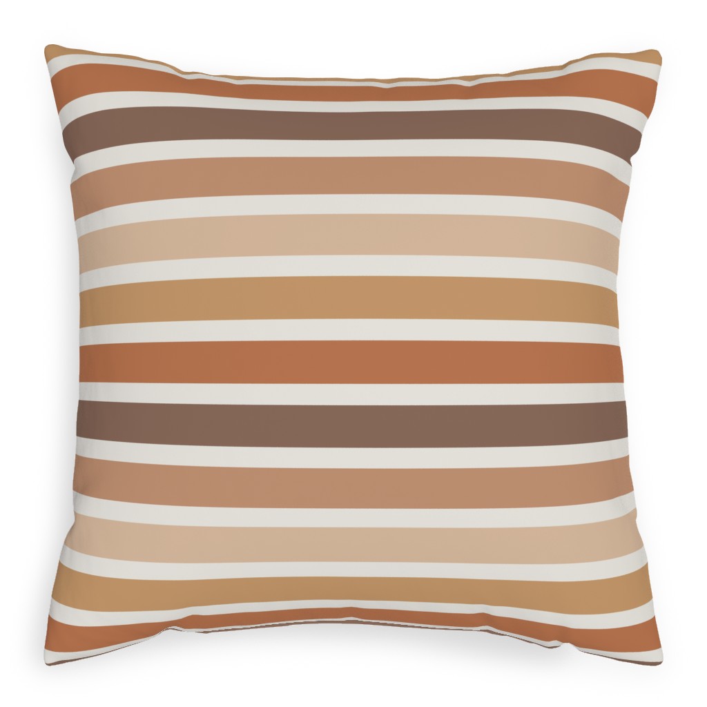Retro Summer Stripe - Warm Tones Pillow, Woven, White, 20x20, Double Sided, Pink, Bright Pink