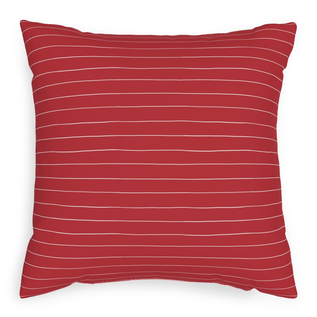 Christmas Stripes Pillow, Woven, White, 20x20, Double Sided, Red