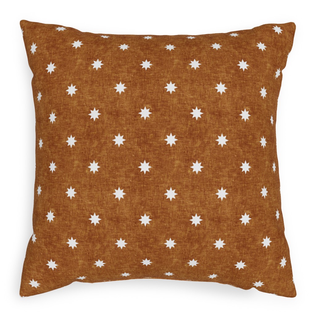 Vintage Stars Pillow, Woven, White, 20x20, Double Sided, Orange