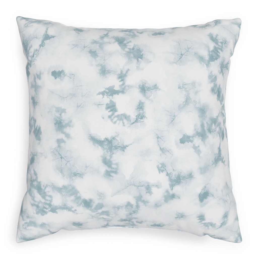 Inked Tie Dye Pillow, Woven, White, 20x20, Double Sided, Blue