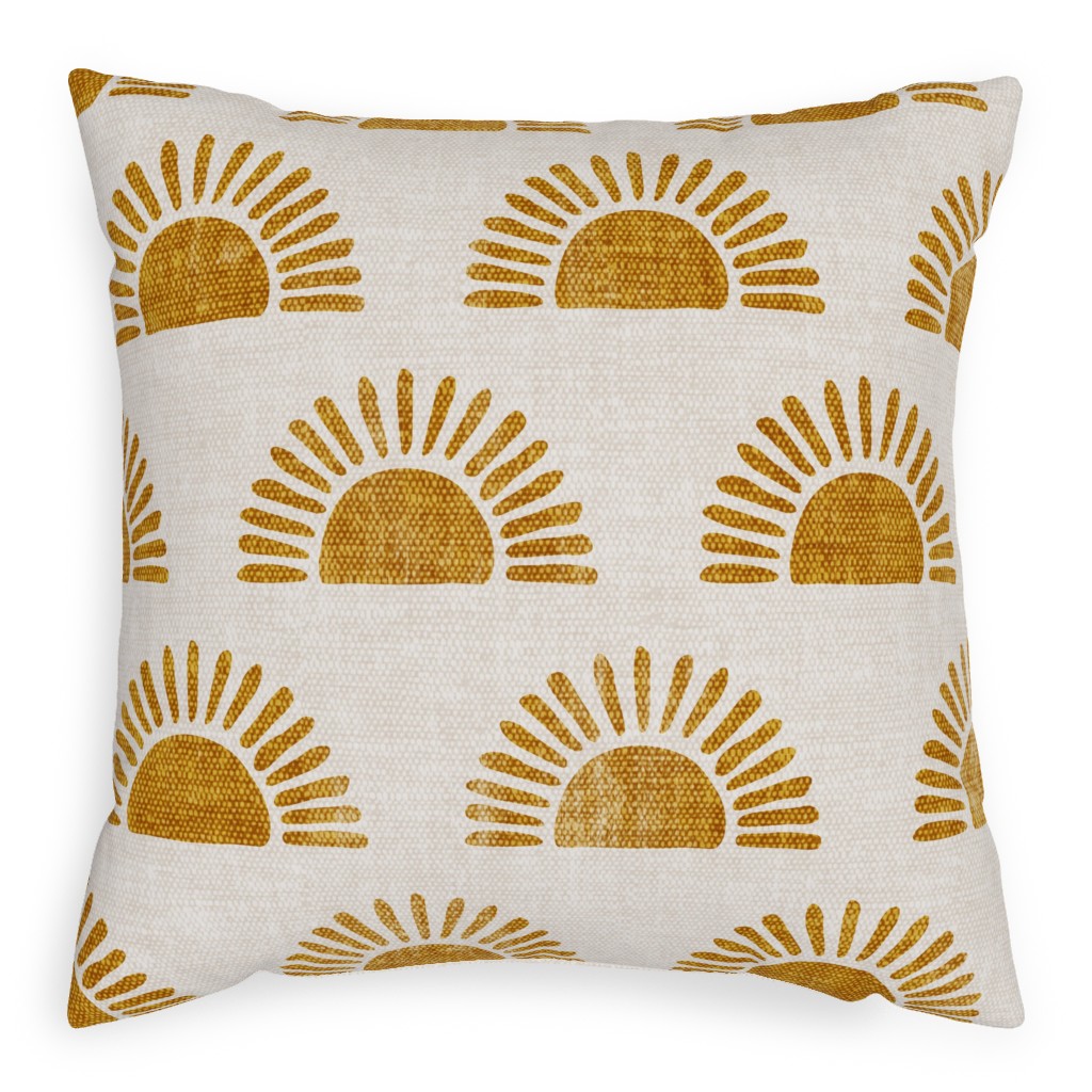 Sunshine - Golden Pillow, Woven, White, 20x20, Double Sided, Yellow