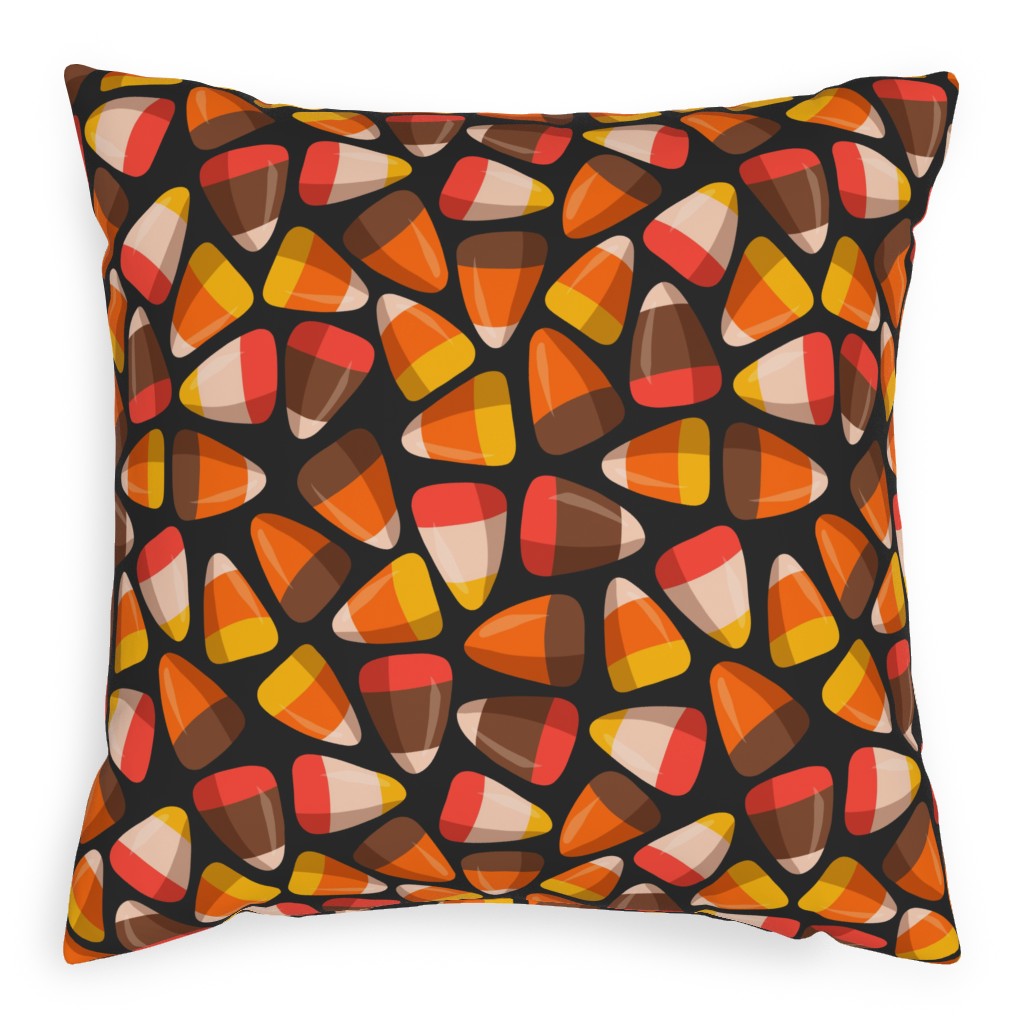 Candy Corn - Midnight Pillow, Woven, White, 20x20, Double Sided, Orange