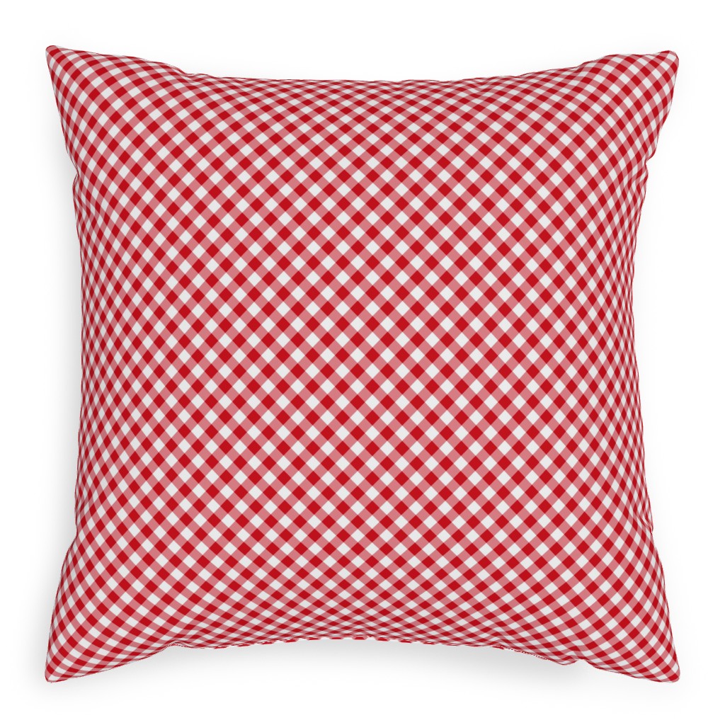 Diagonal Gingham - Red and White Pillow, Woven, White, 20x20, Double Sided, Red