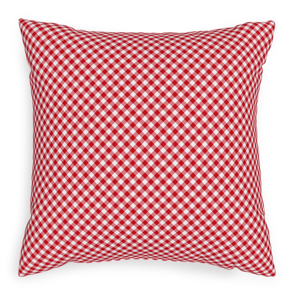 Diagonal Gingham - Red and White Pillow, Woven, White, 20x20, Double Sided, Red, Red