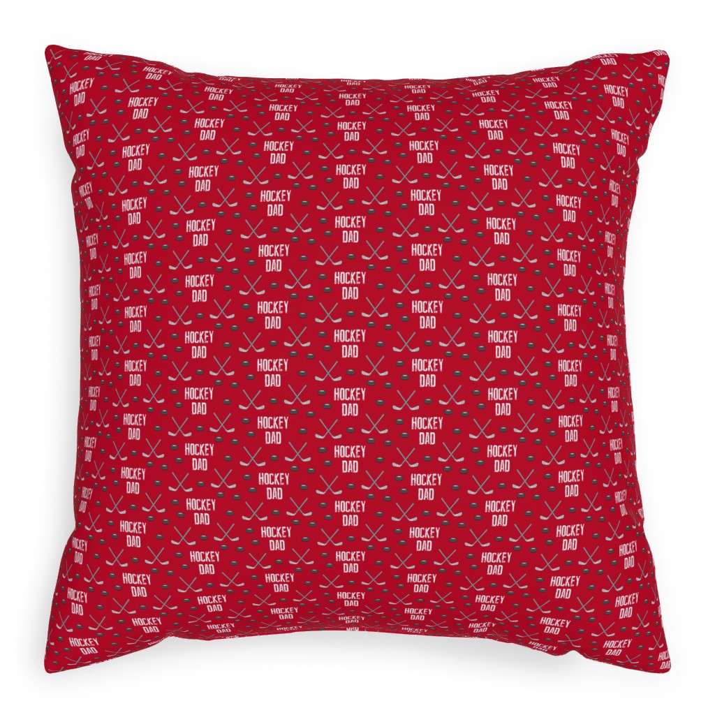 Hockey Dad - Red Pillow, Woven, White, 20x20, Double Sided, Red, Red