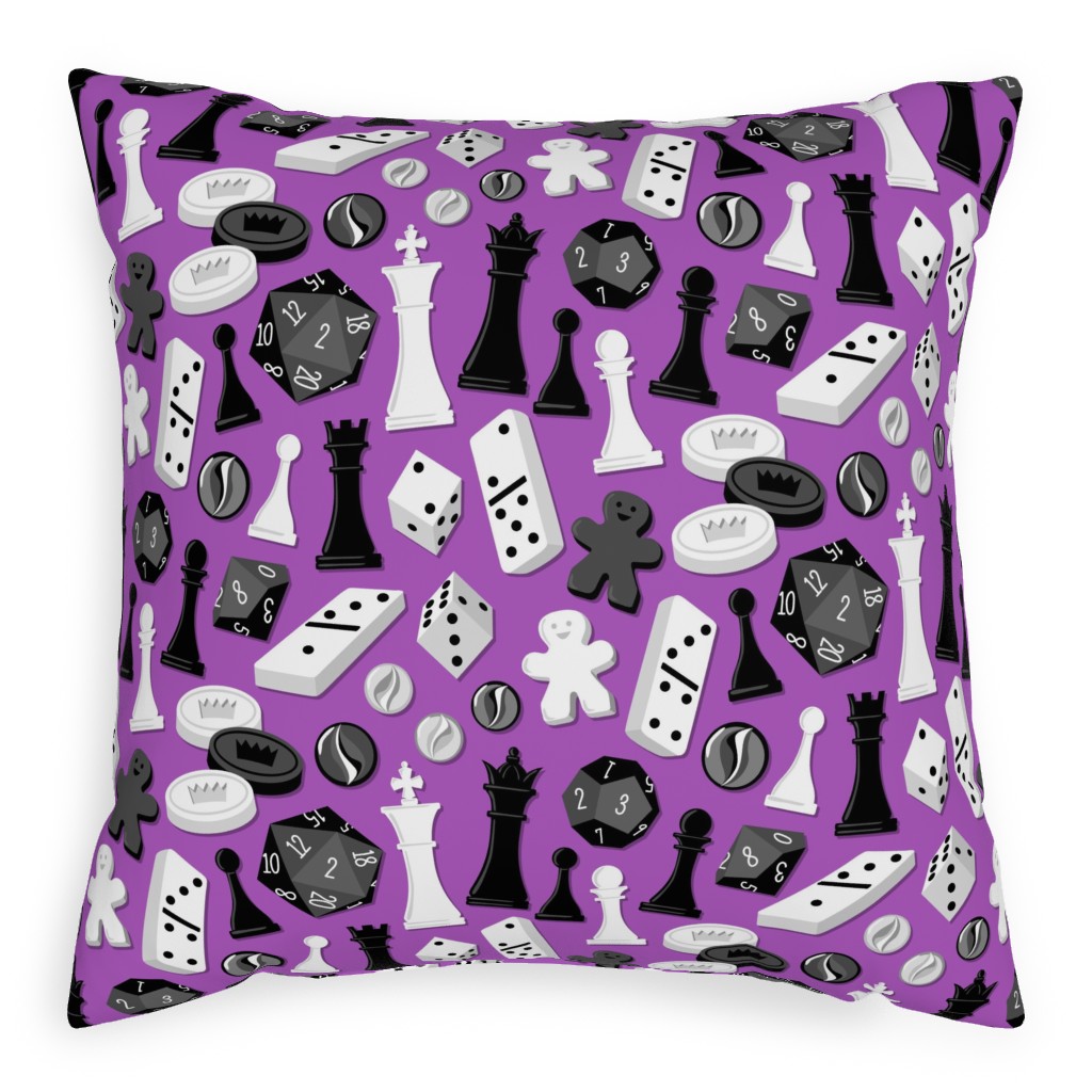 Game on Pillow, Woven, White, 20x20, Double Sided, Purple, Grape