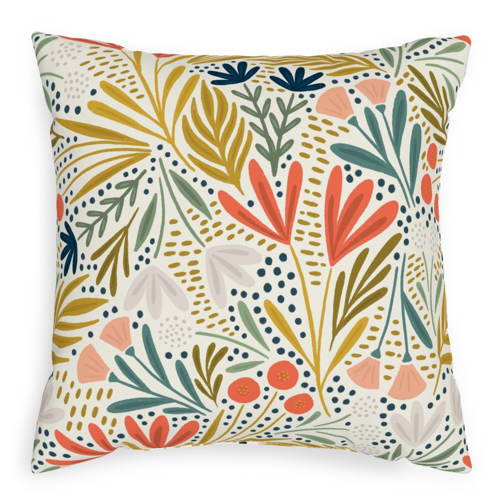 Henrietta Floral - Light Pillow, Woven, White, 20x20, Double Sided, Multicolor