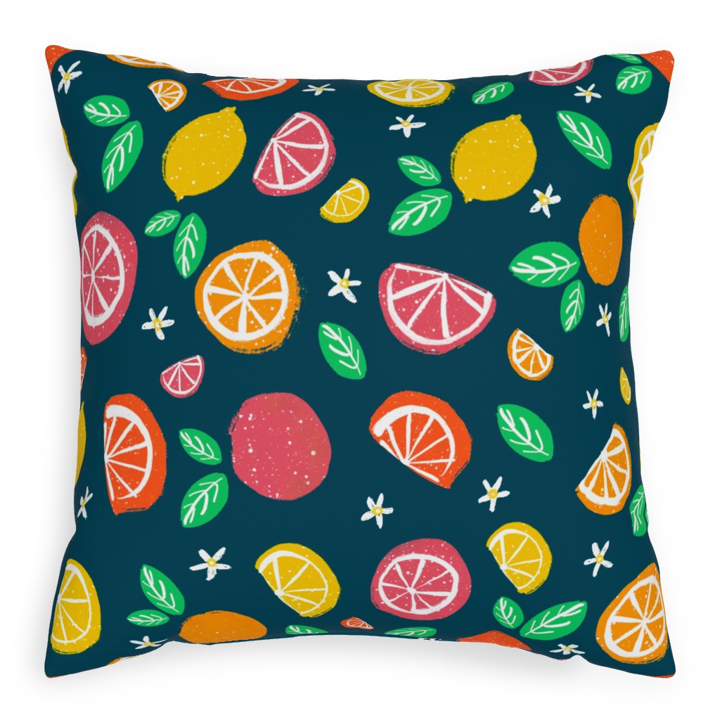 Citrus - Multi Color Pillow, Woven, White, 20x20, Double Sided, Multicolor