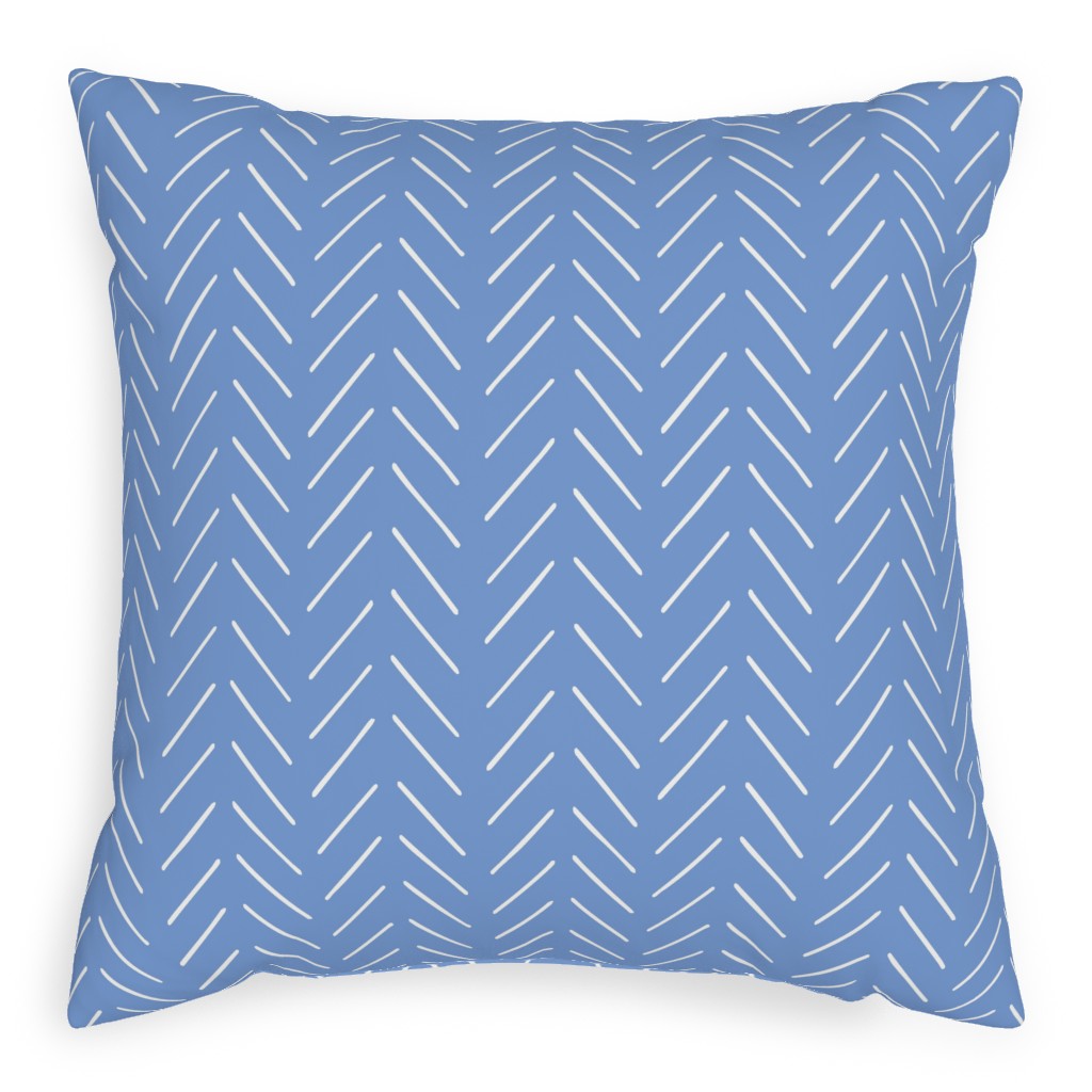 Tracks - White on Blue Pillow, Woven, White, 20x20, Double Sided, Blue