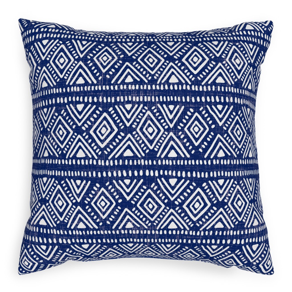 Abstract Diamonds - Navy Pillow, Woven, White, 20x20, Double Sided, Blue