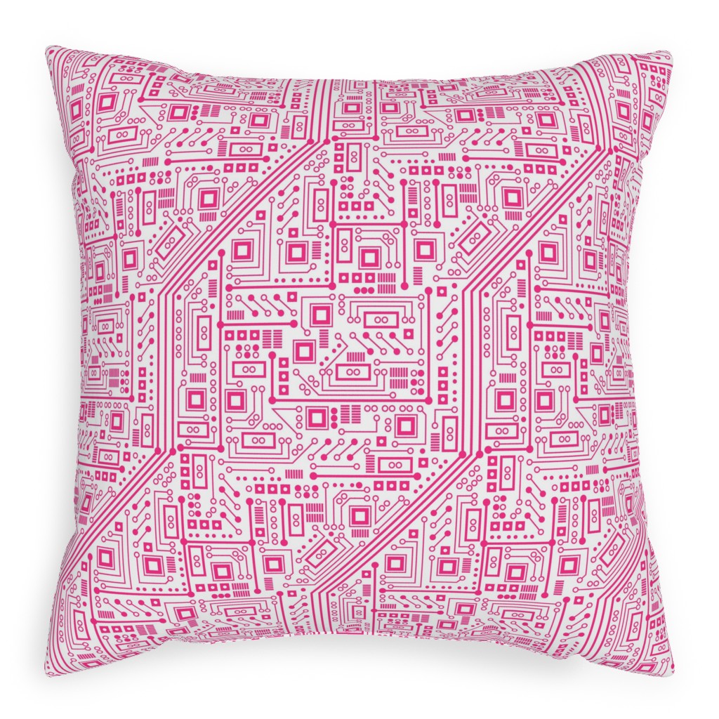 Short Circuits Pillow, Woven, White, 20x20, Double Sided, Pink, Sassy