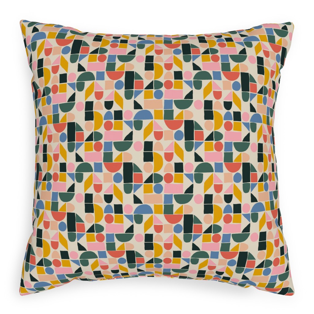 the Dog Ate My Ruler - Multi Pillow, Woven, White, 20x20, Double Sided, Multicolor