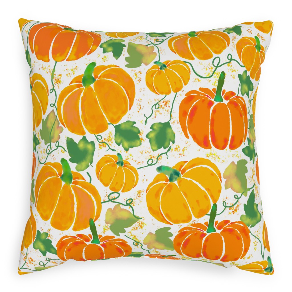 Pumpkin Dance Pillow, Woven, White, 20x20, Double Sided, Orange, Orange
