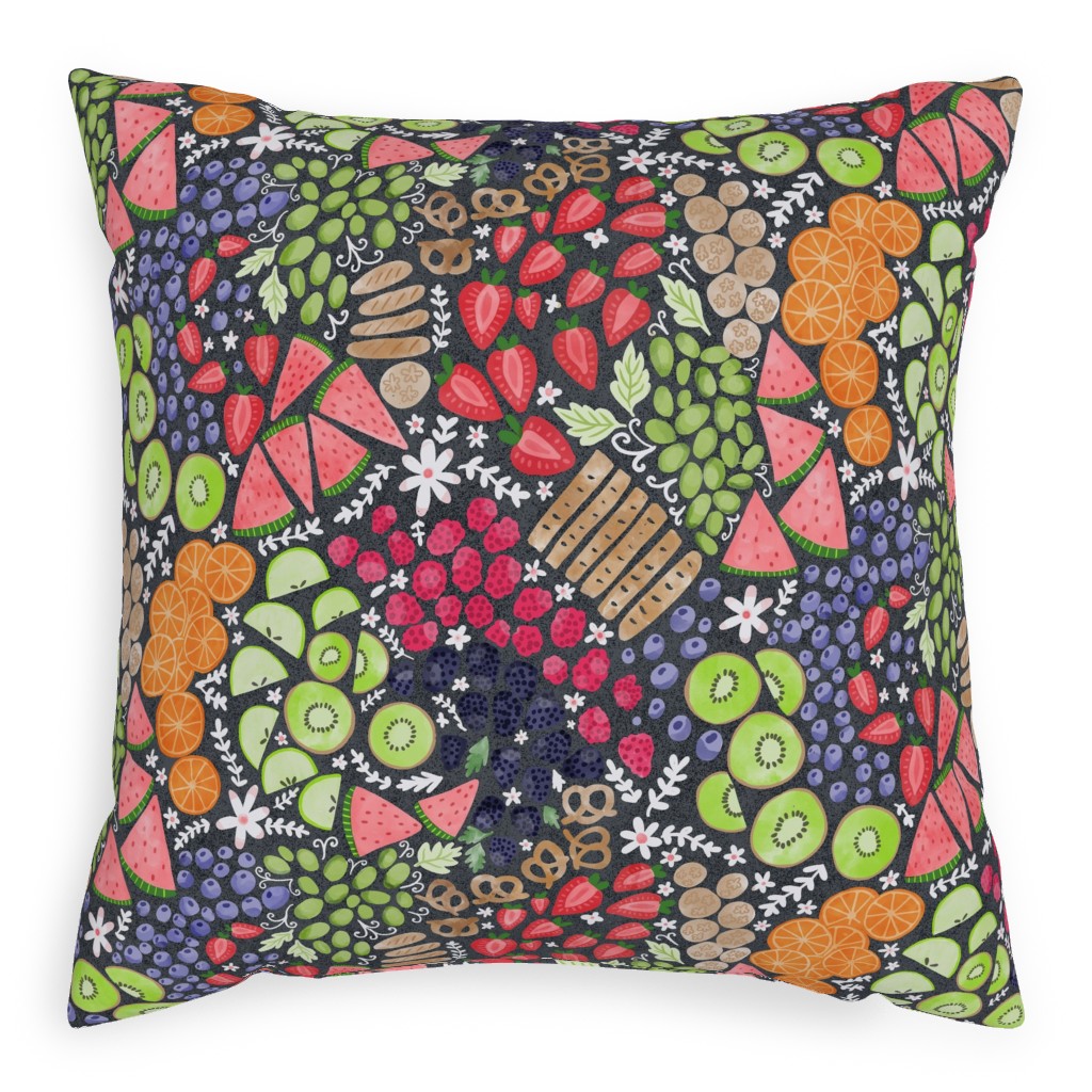 Fruity Medley Picnic Pillow, Woven, White, 20x20, Double Sided, Multicolor