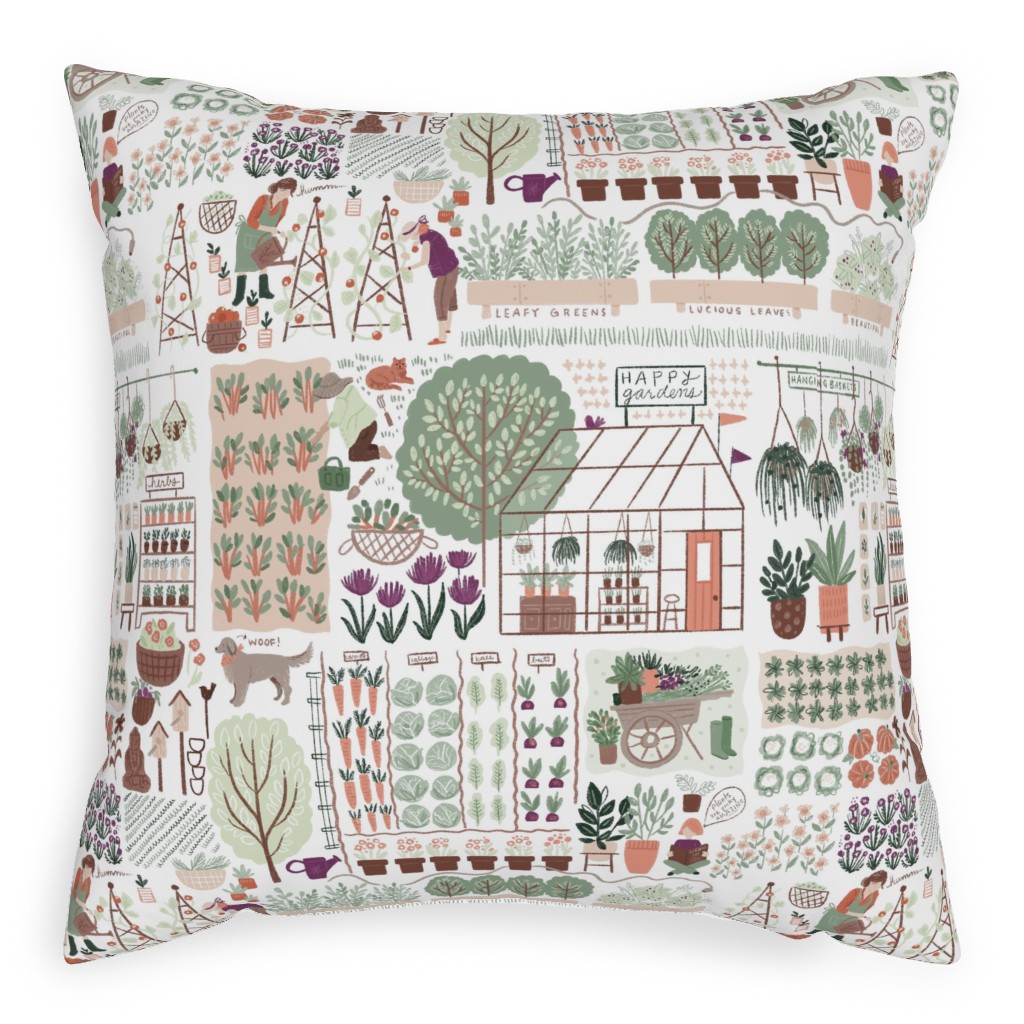 My Favorite Greenhouse - Multicolor Pillow, Woven, White, 20x20, Double Sided, Multicolor