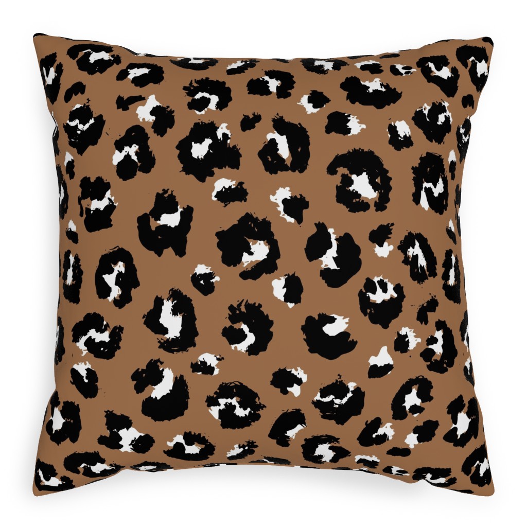 Leopard Spots - Caramel Pillow, Woven, White, 20x20, Double Sided, Brown, Brown